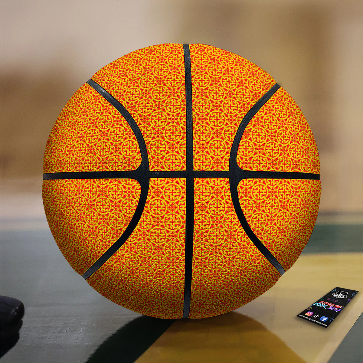 Luck Symbol Chinese Print Pattern Basketball