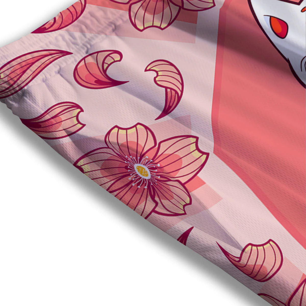 Lucky Cat And Sakura Japanese Print Mesh Shorts - Image 3