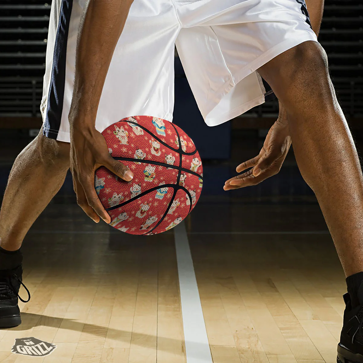 Lucky Cat Japanese Print Pattern Basketball - Image 3