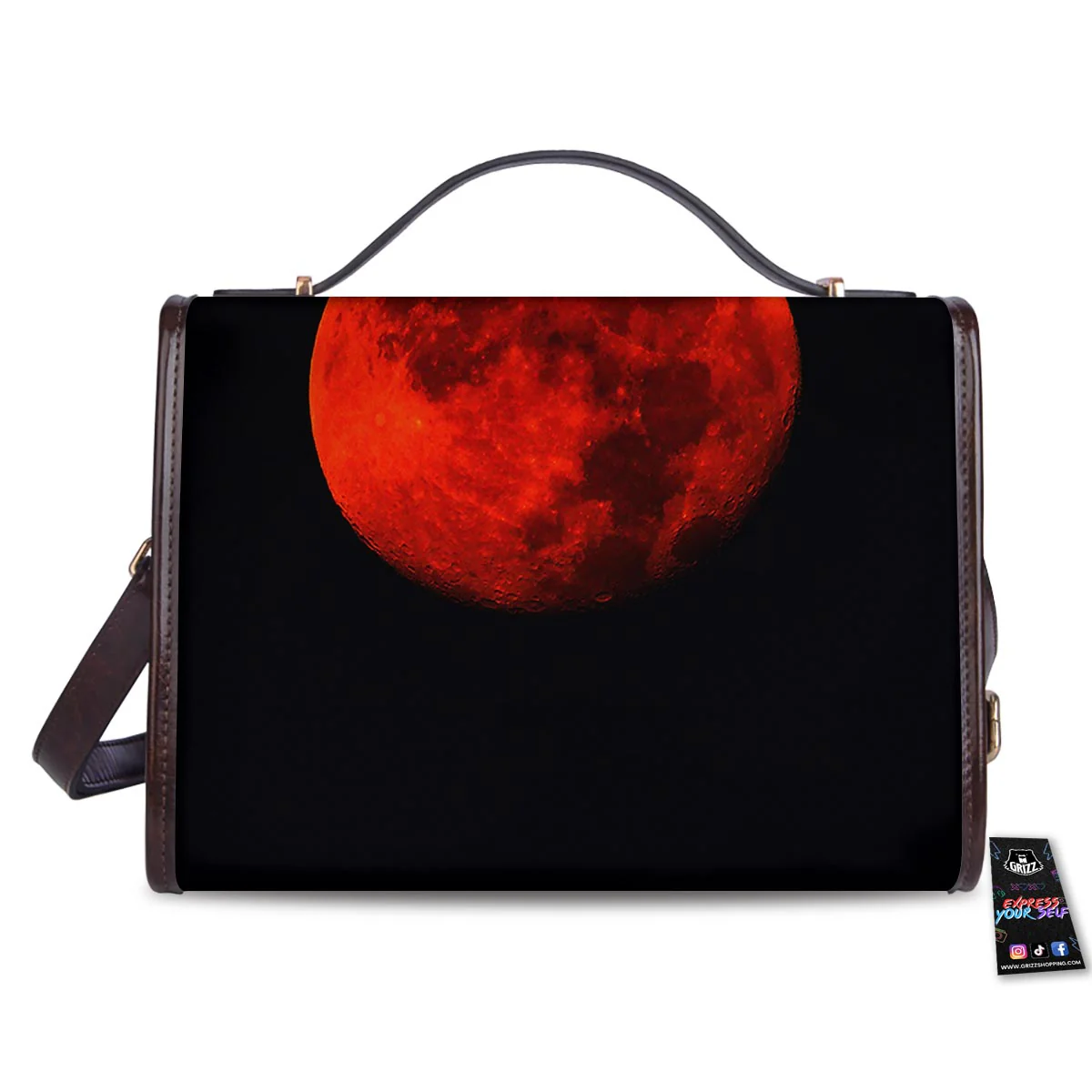 Lunar Eclipse Super Blood Moon Print Women's Satchel Bag - Image 2