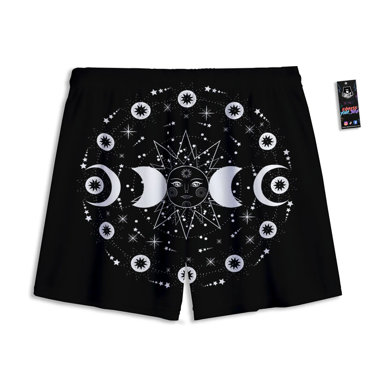 Lunar Phase Galaxy Print Mesh Shorts - Image 2