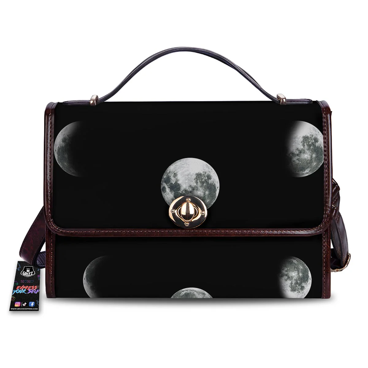 Lunar Phase Starry Sky Print Women's Satchel Bag