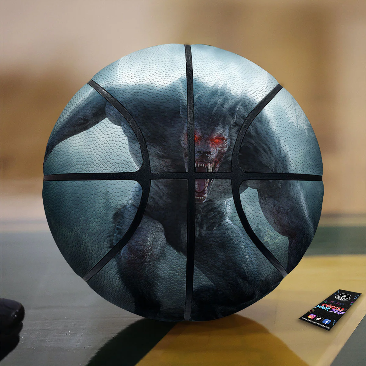 Lycan werewolf And Full Moon Print Basketball