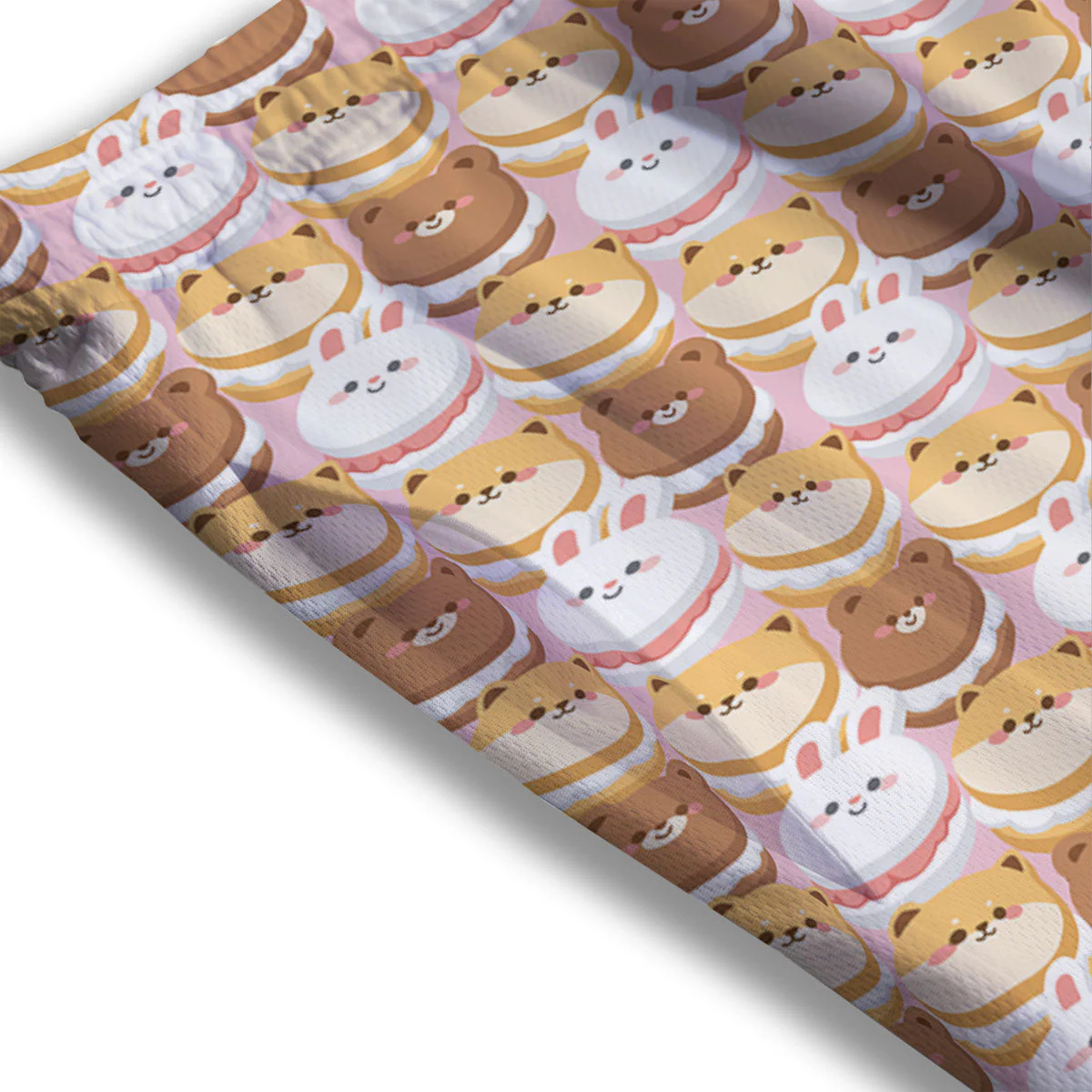 Macaron Cartoon Print Pattern Mesh Shorts - Image 3
