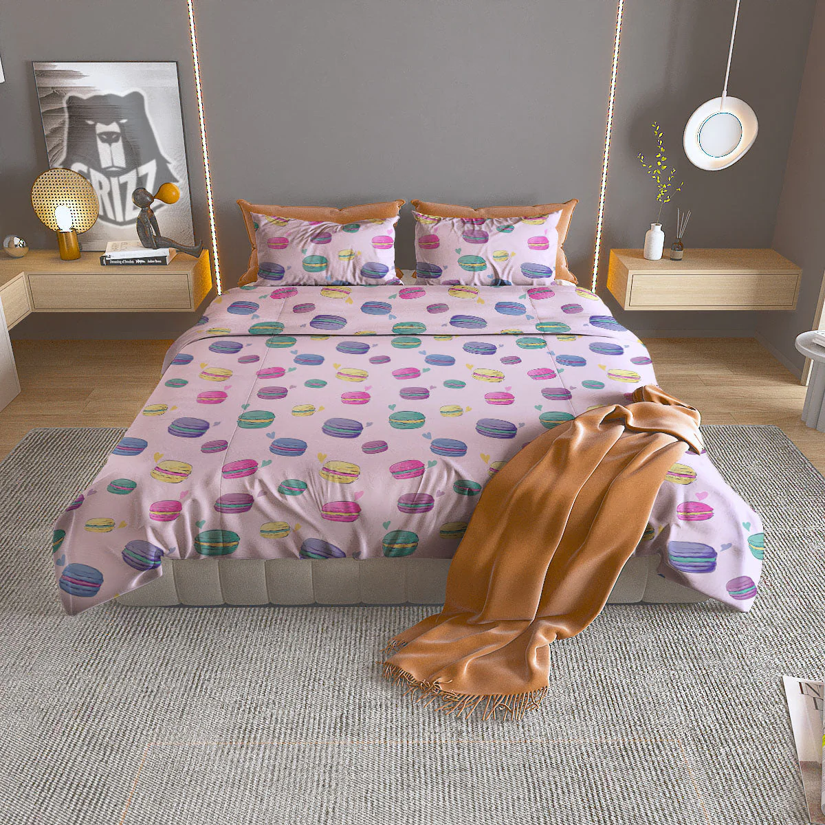 Macaron Colorful Print Pattern Duvet Cover Bedding Set