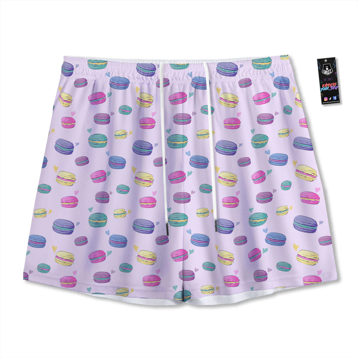 Macaron Colorful Print Pattern Mesh Shorts