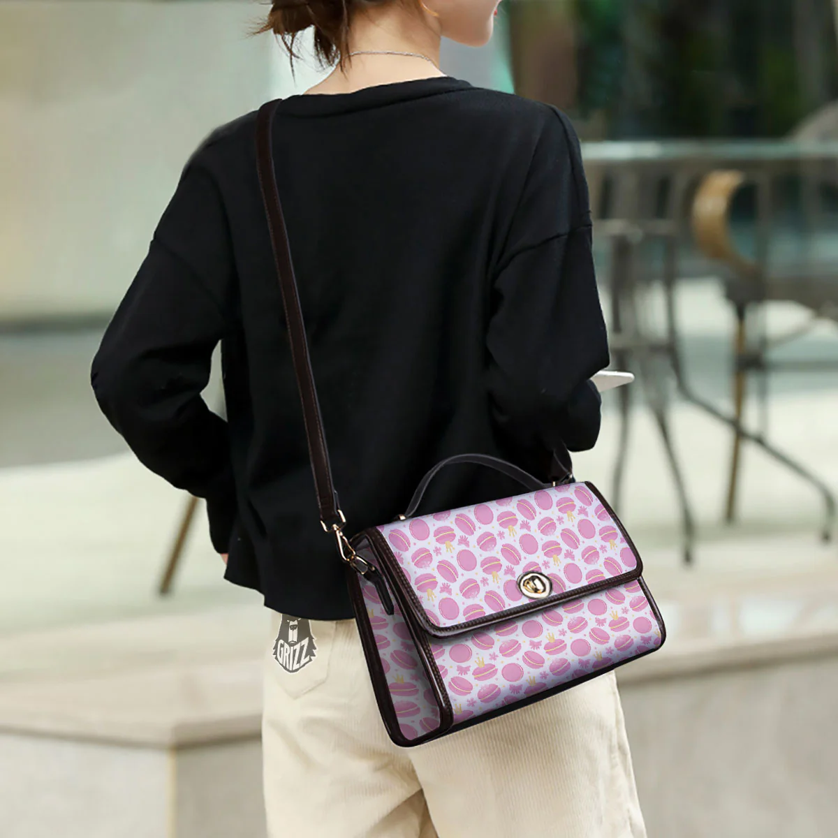 Macaron Pink Print Pattern Women's Satchel Bag - Image 3