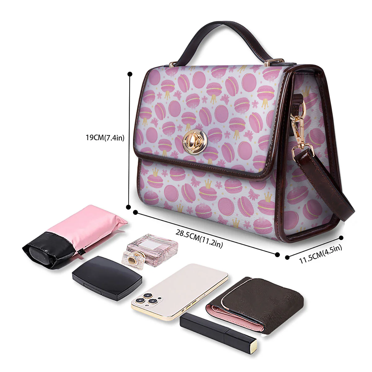 Macaron Pink Print Pattern Women's Satchel Bag - Image 4