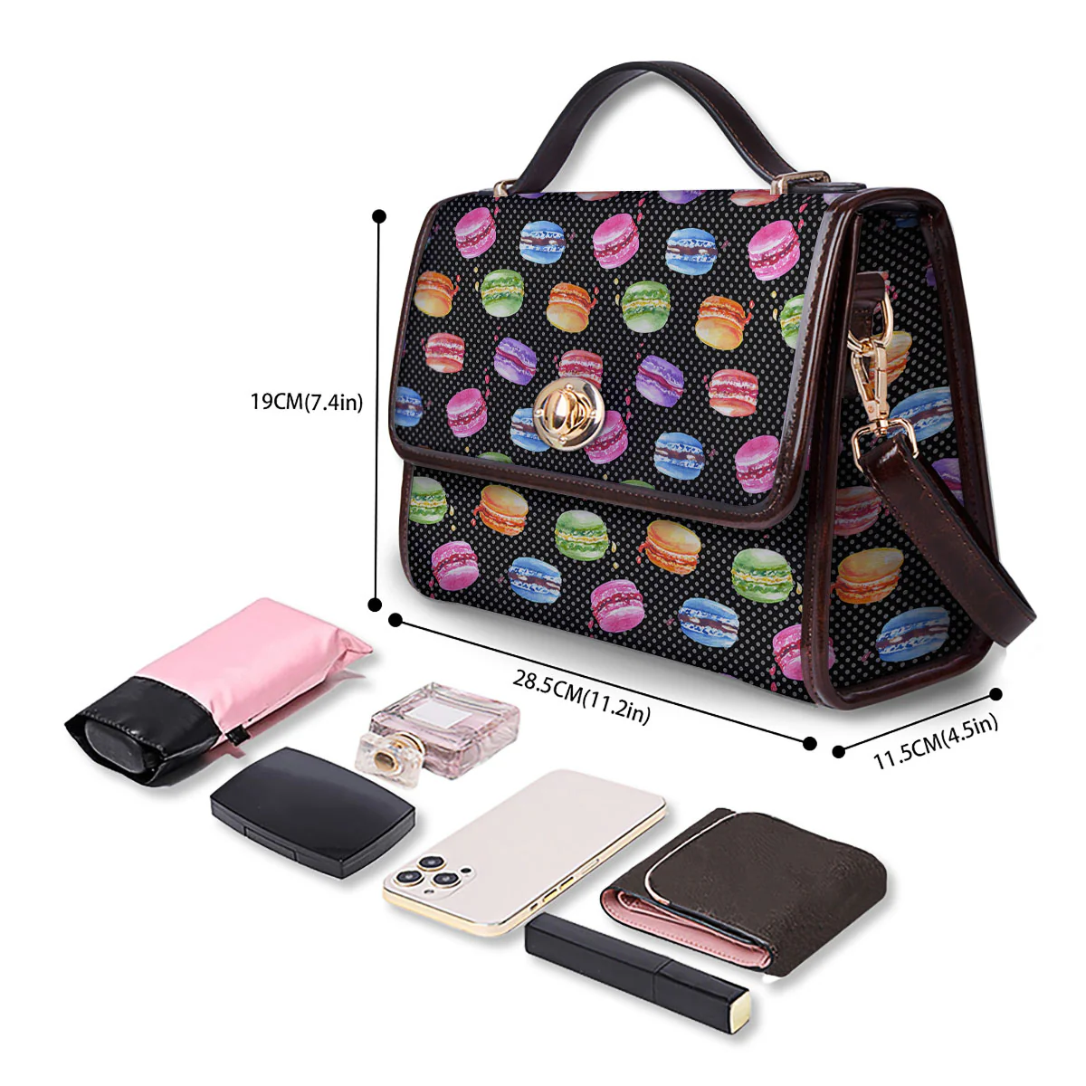 Macaron Polka Dot Print Pattern Women's Satchel Bag - Image 4