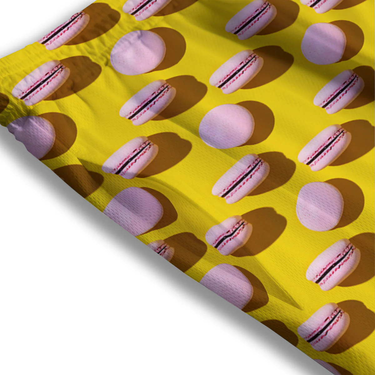 Macaron Yellow And Pink Print Pattern Mesh Shorts - Image 3