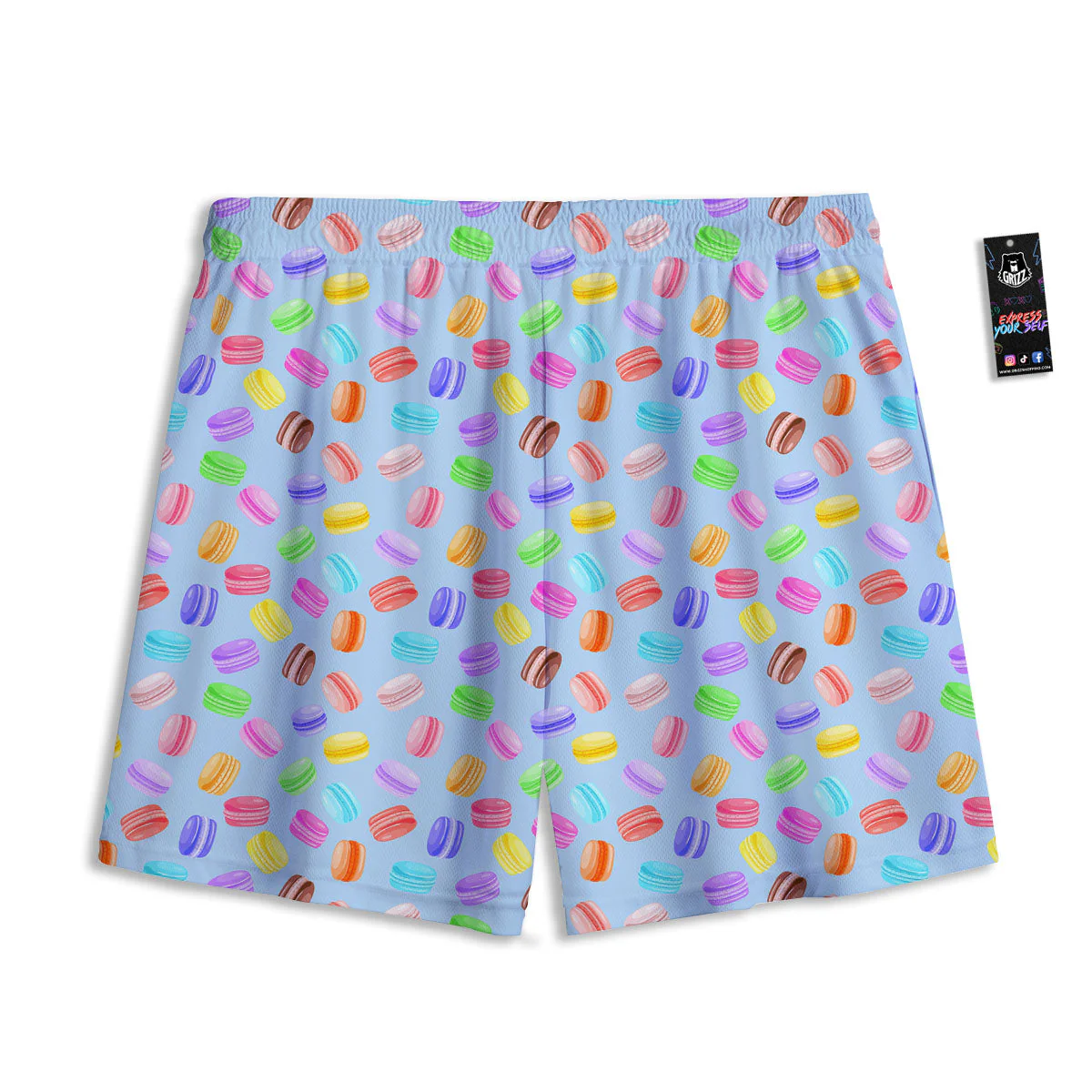 Macarons Colorful Print Pattern Mesh Shorts - Image 2