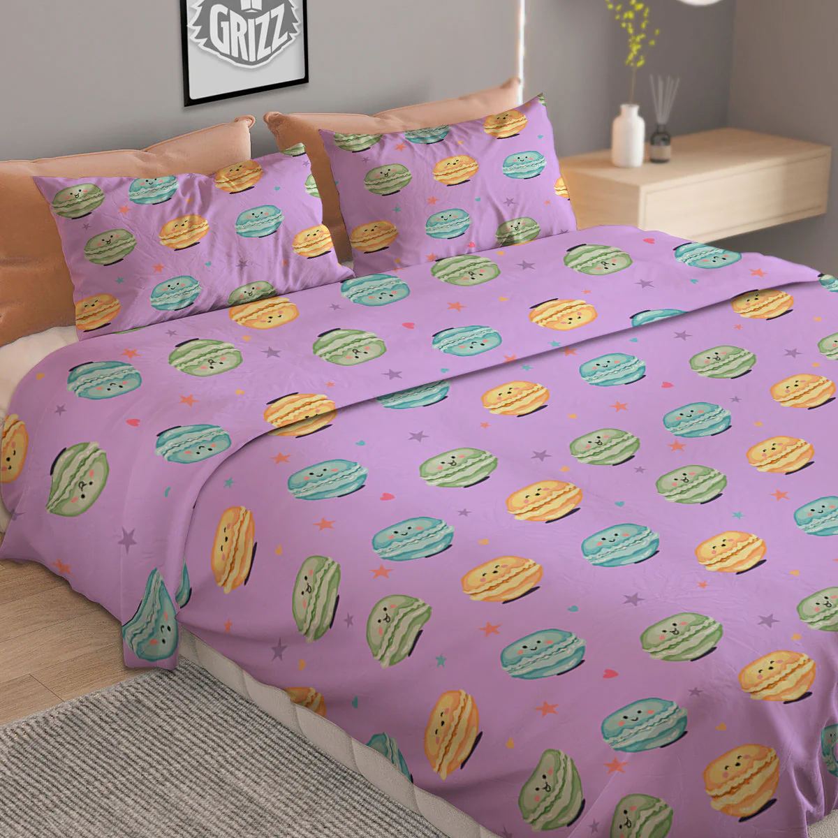 Macarons Cute Print Pattern Duvet Cover Bedding Set - Image 2