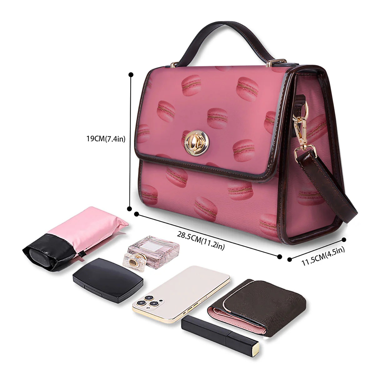 Macarons Pink Print Pattern Women's Satchel Bag - Image 4
