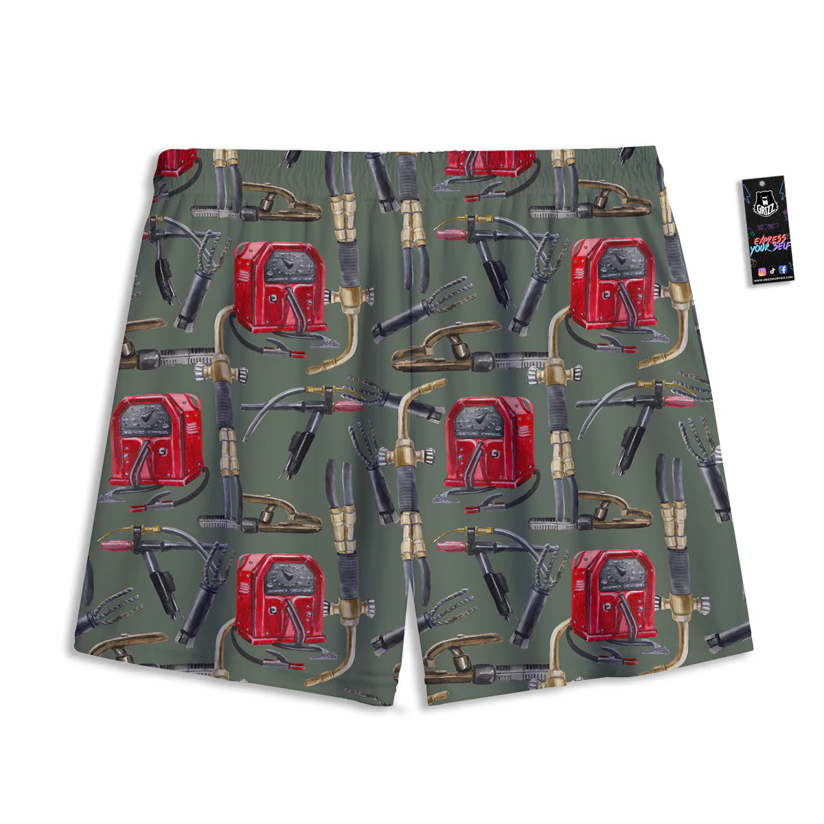 Machine Welding Print Pattern Mesh Shorts - Image 2