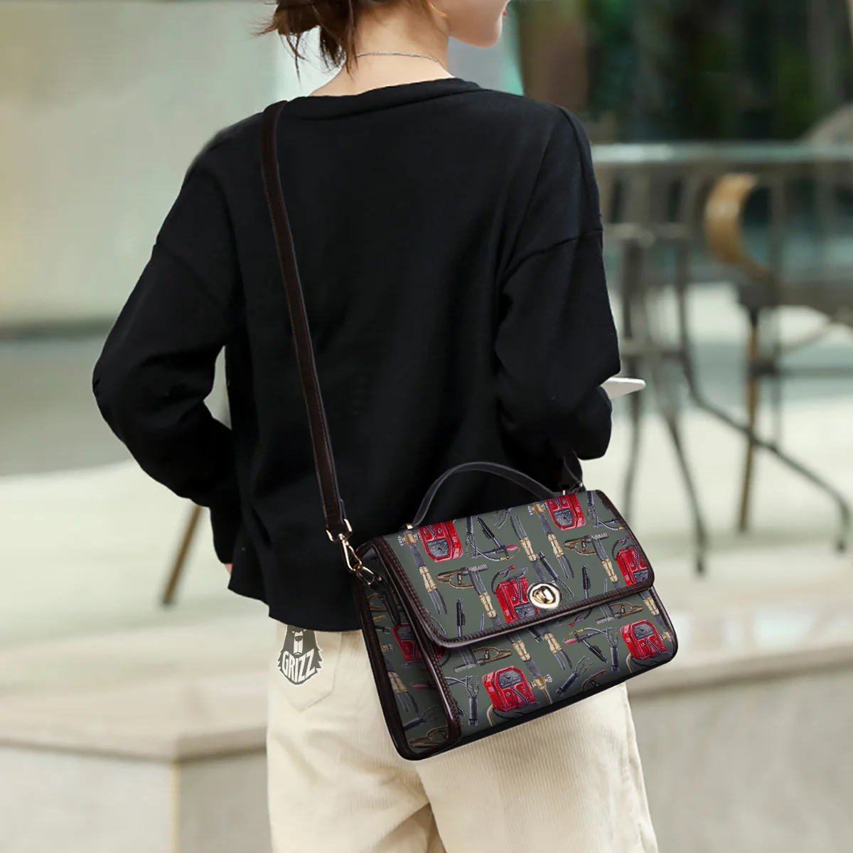 Machine Welding Print Pattern Women's Satchel Bag - Image 3