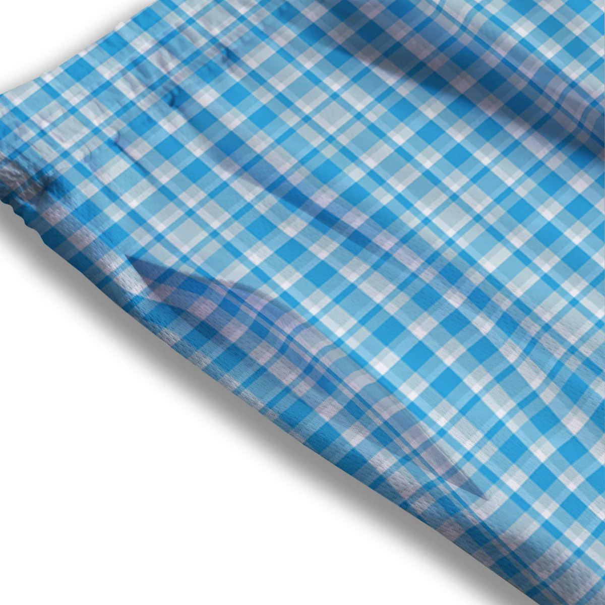 Madras Blue Print Pattern Mesh Shorts - Image 3
