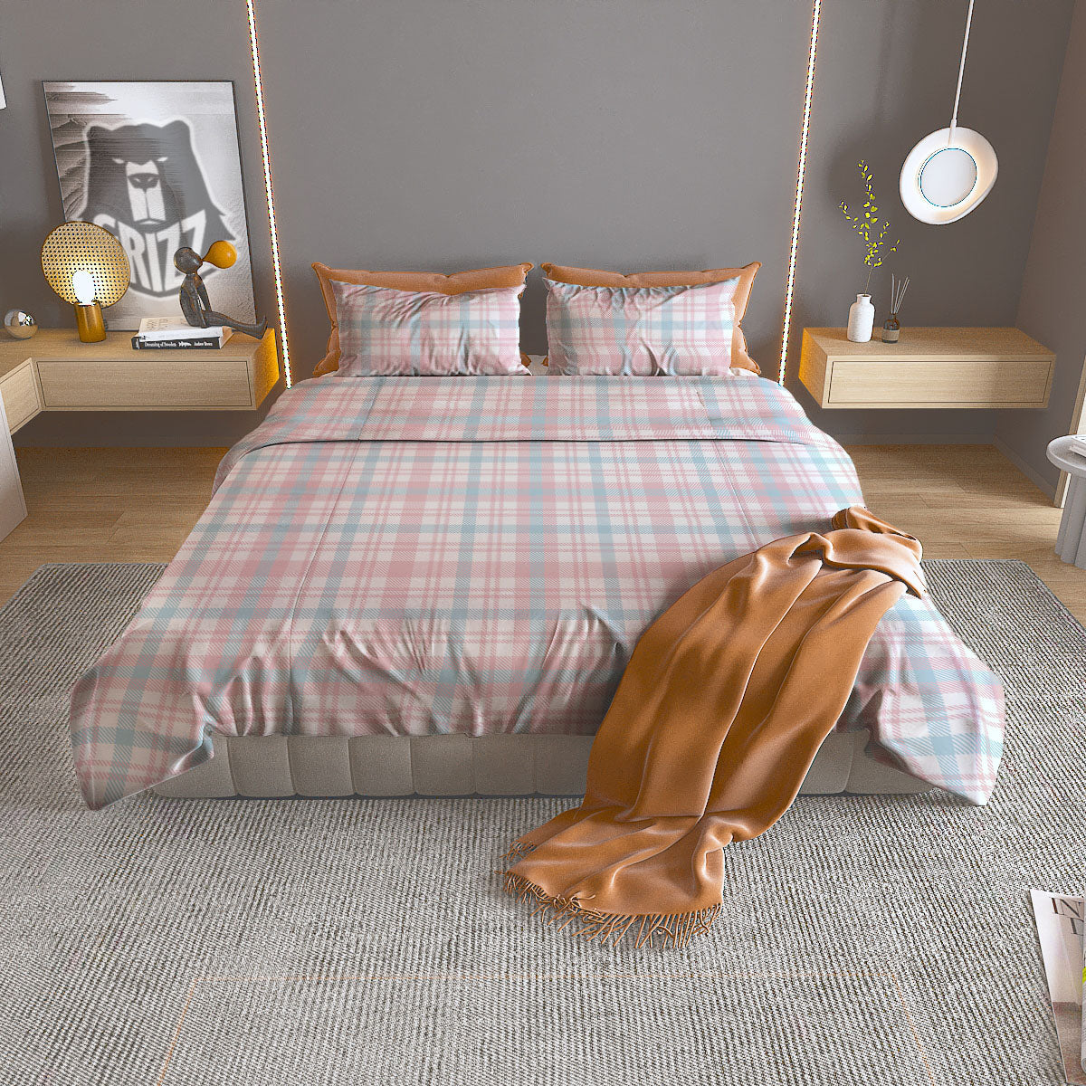 Madras Pastel Print Pattern Duvet Cover Bedding Set