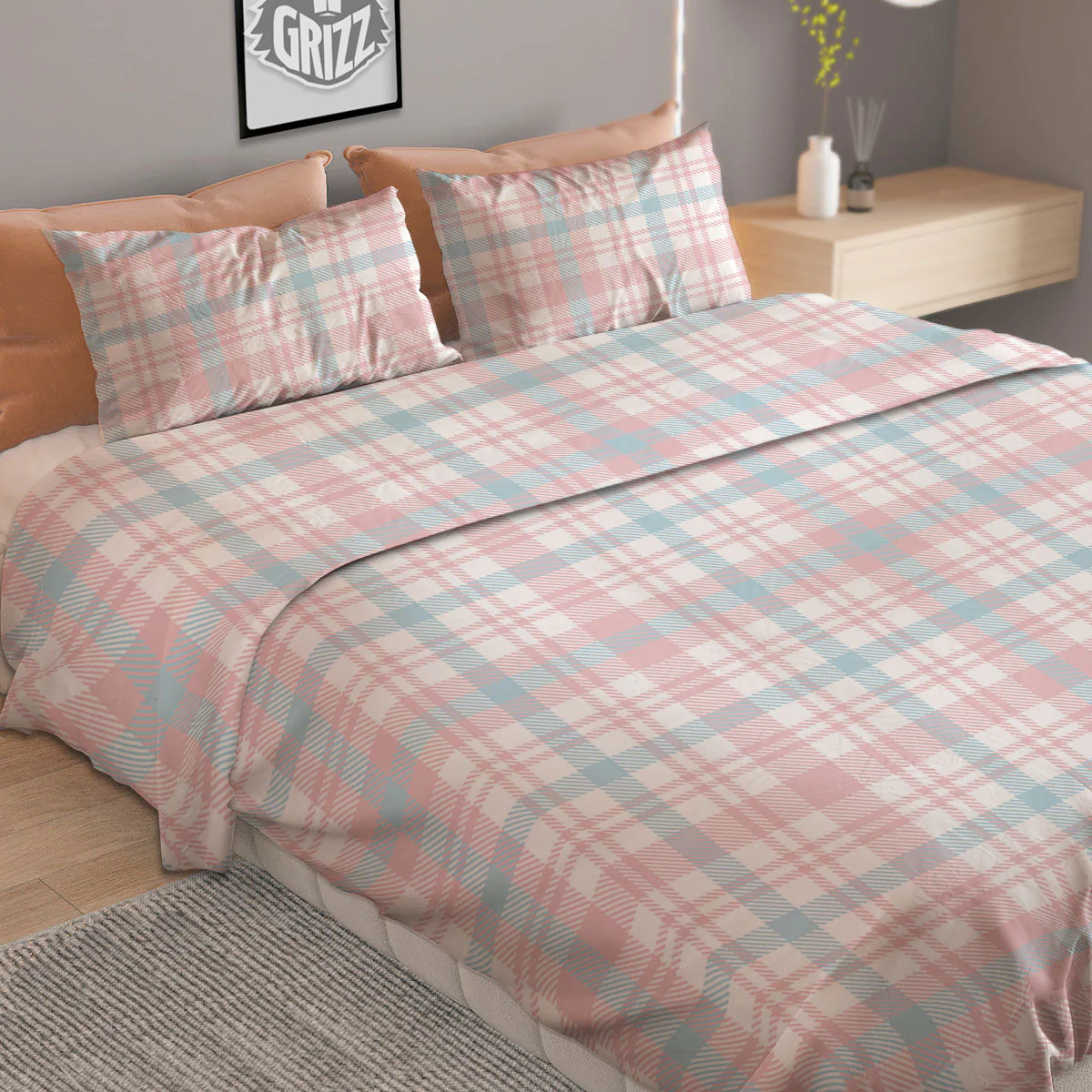 Madras Pastel Print Pattern Duvet Cover Bedding Set - Image 2