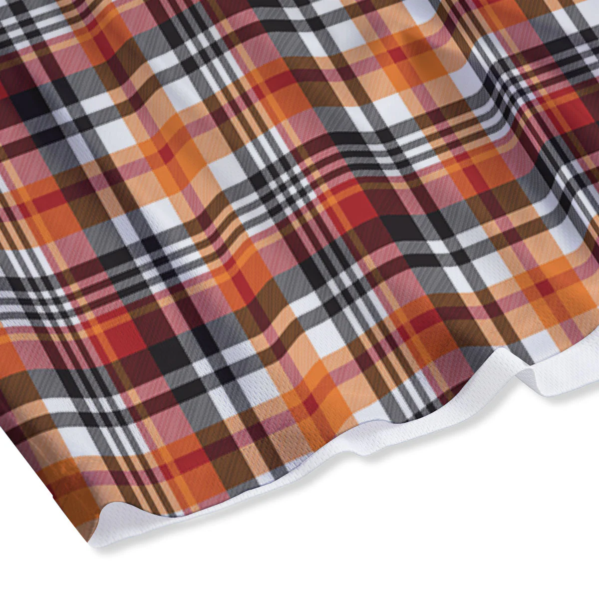 Madras Plaid Black And Orange Print Pattern Mesh Shorts - Image 4