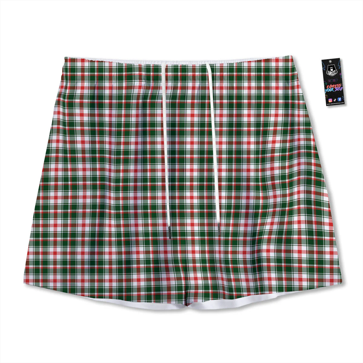 Madras Plaid Christmas Print Mesh Shorts