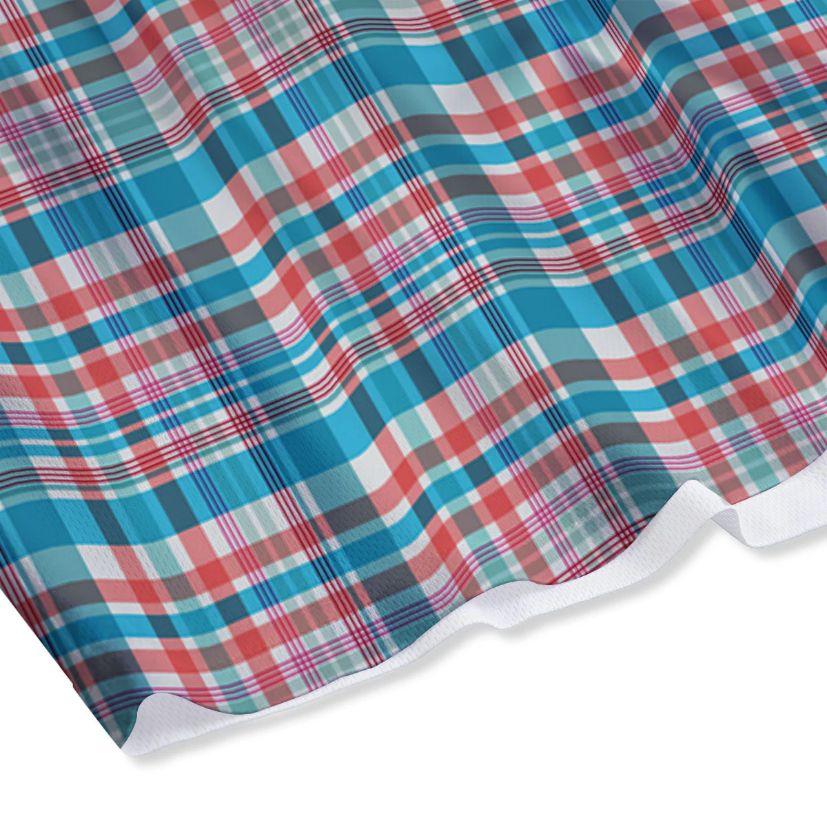 Madras Red And Blue Print Pattern Mesh Shorts - Image 4