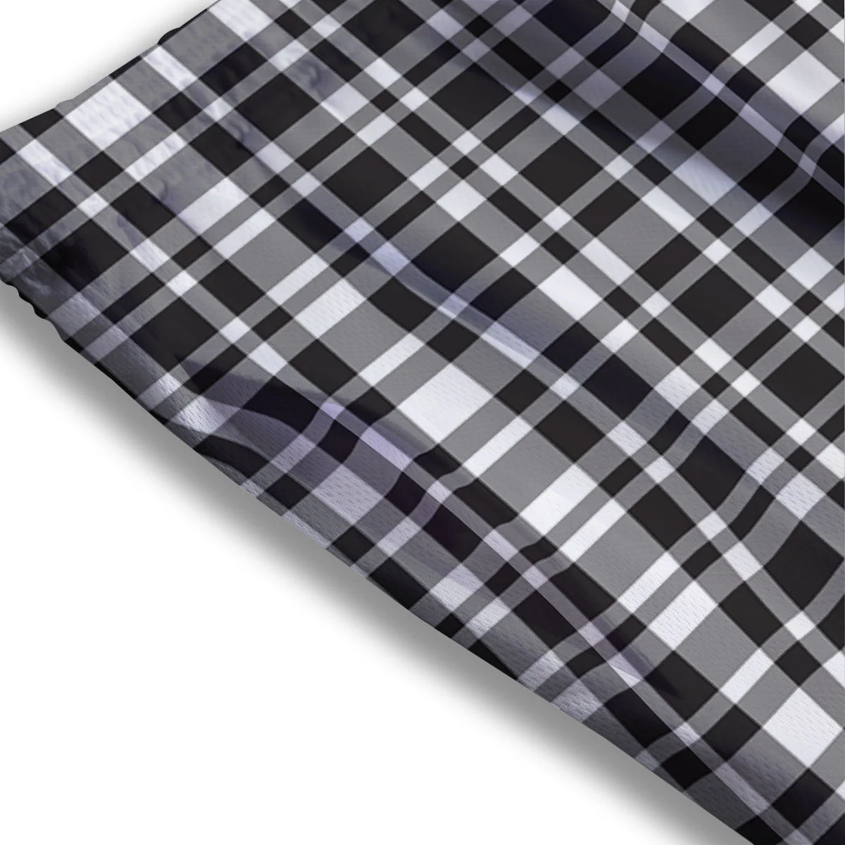 Madras White And Black Print Pattern Mesh Shorts - Image 3