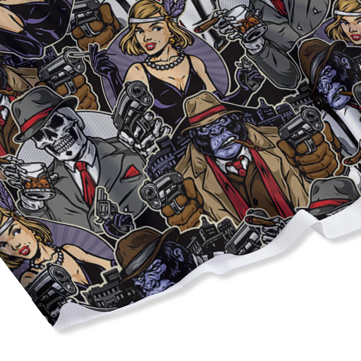 Mafia And Gangsters Print Pattern Mesh Shorts - Image 4