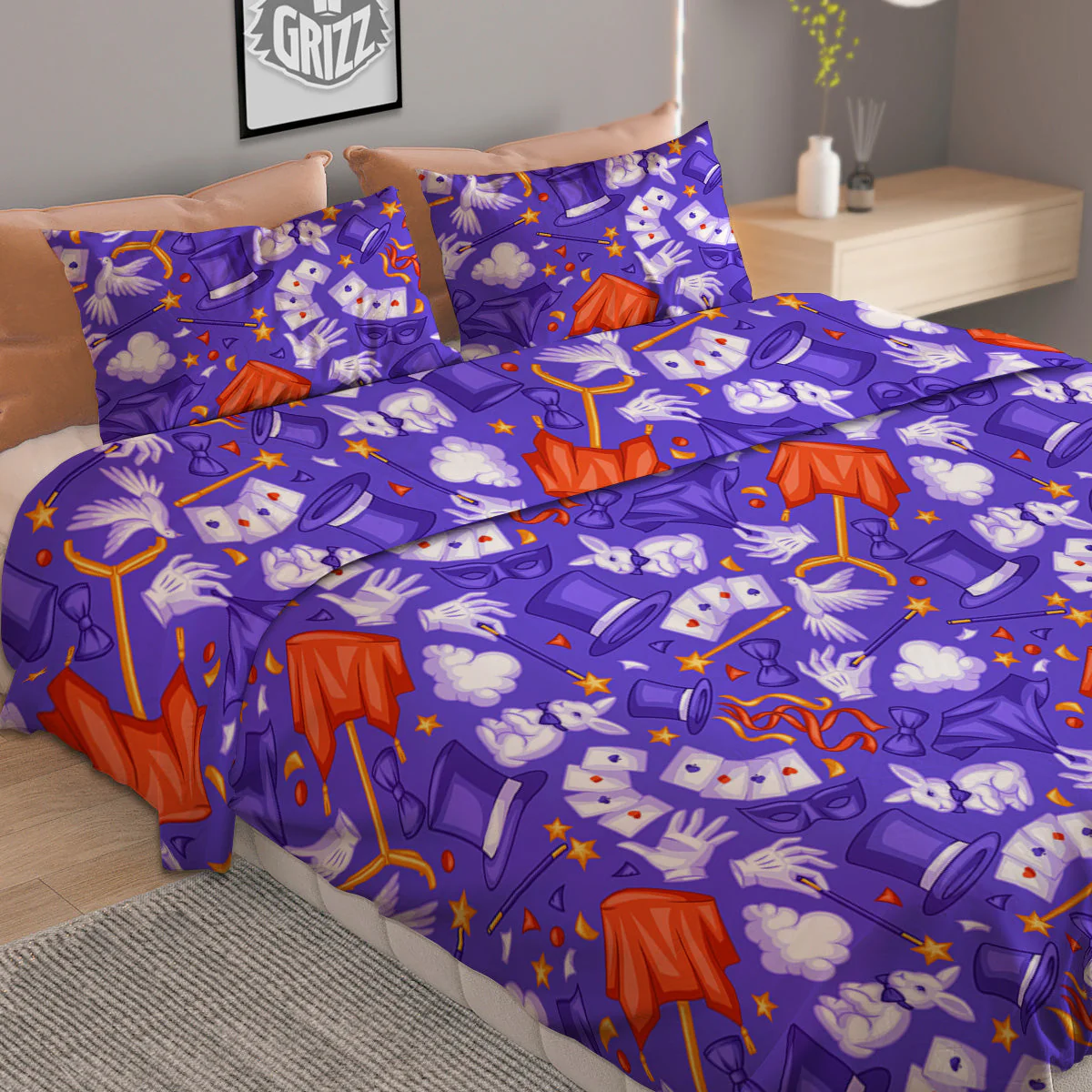 Magician Purple Show Print Pattern Duvet Cover Bedding Set - Image 2