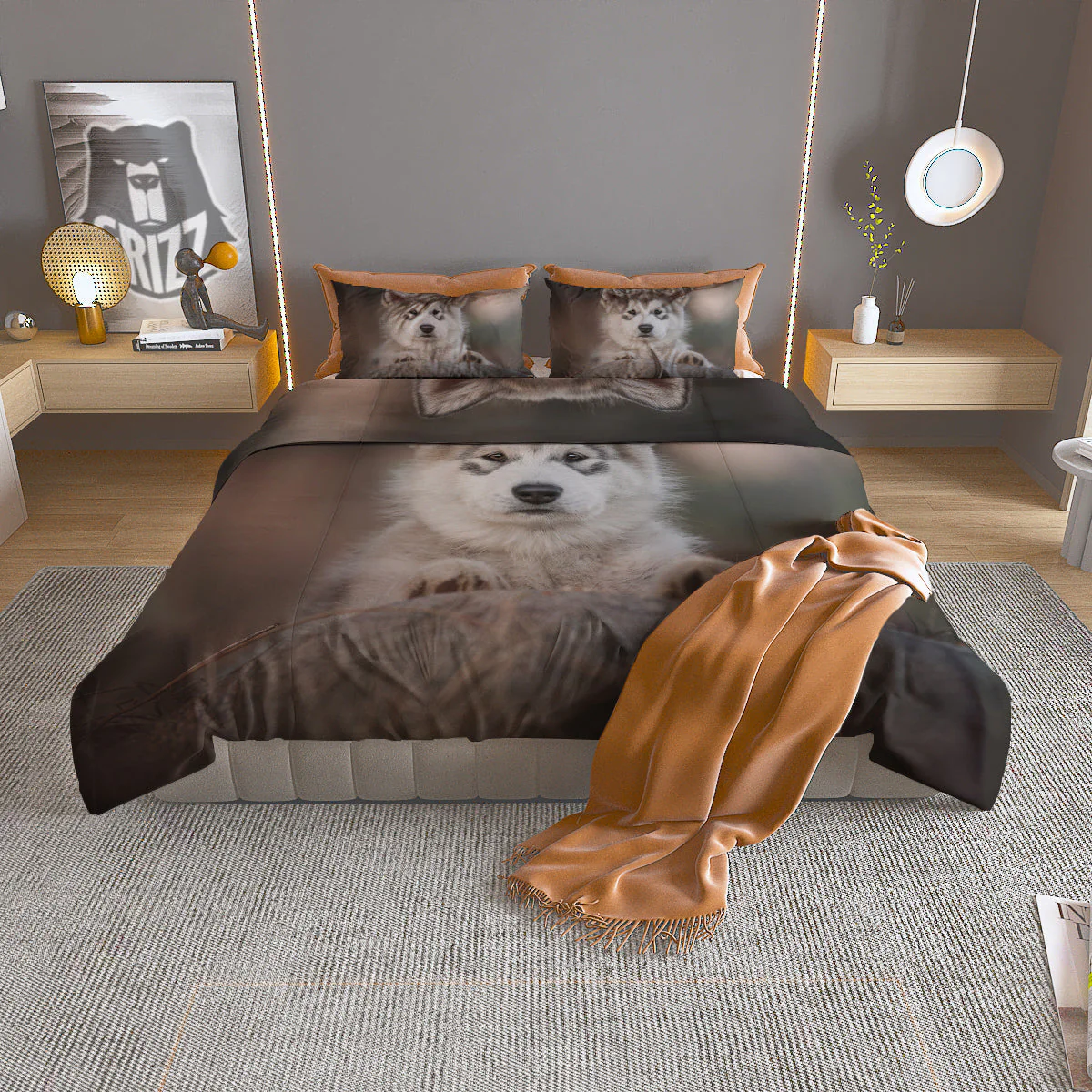 Malamute Alaskan Cute Print Duvet Cover Bedding Set