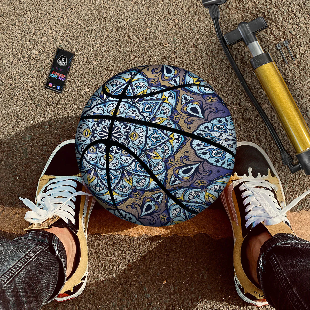 Mandala Blue And Purple Print Basketball - Image 2