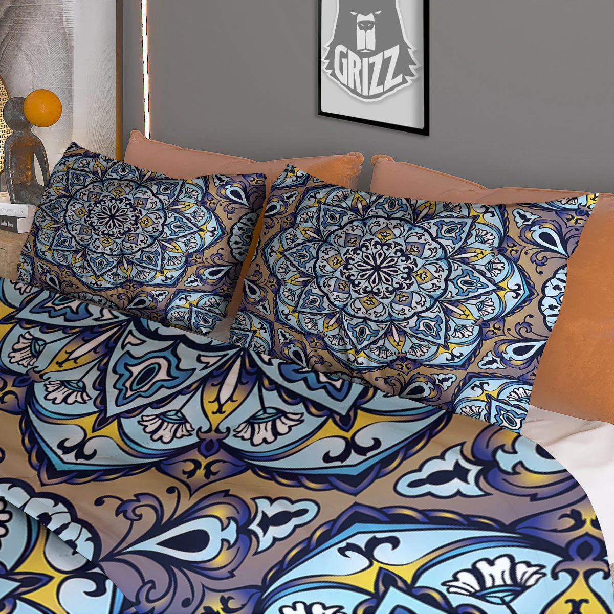 Mandala Blue And Purple Print Duvet Cover Bedding Set - Image 3