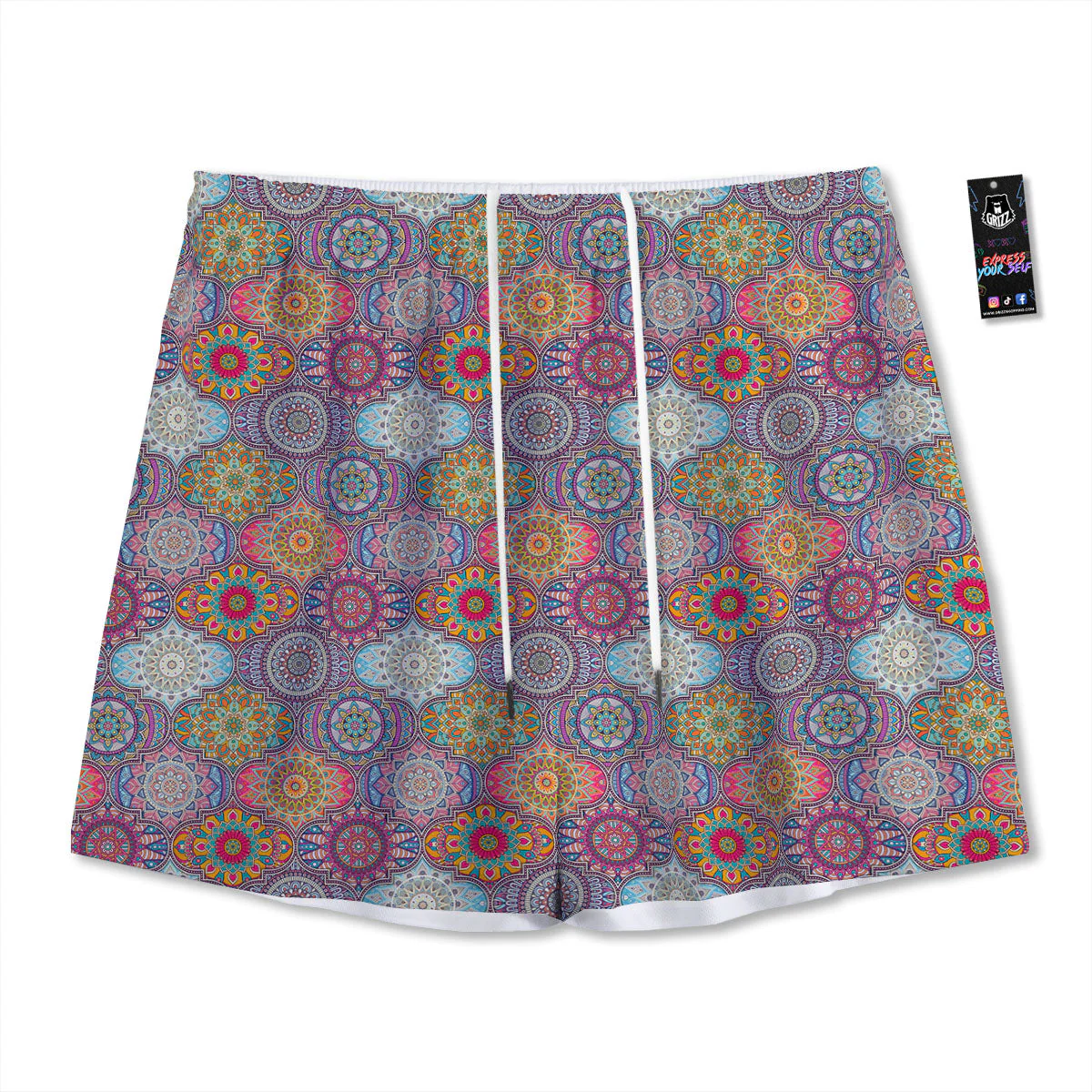 Mandala Bohemian Indian Print Pattern Mesh Shorts