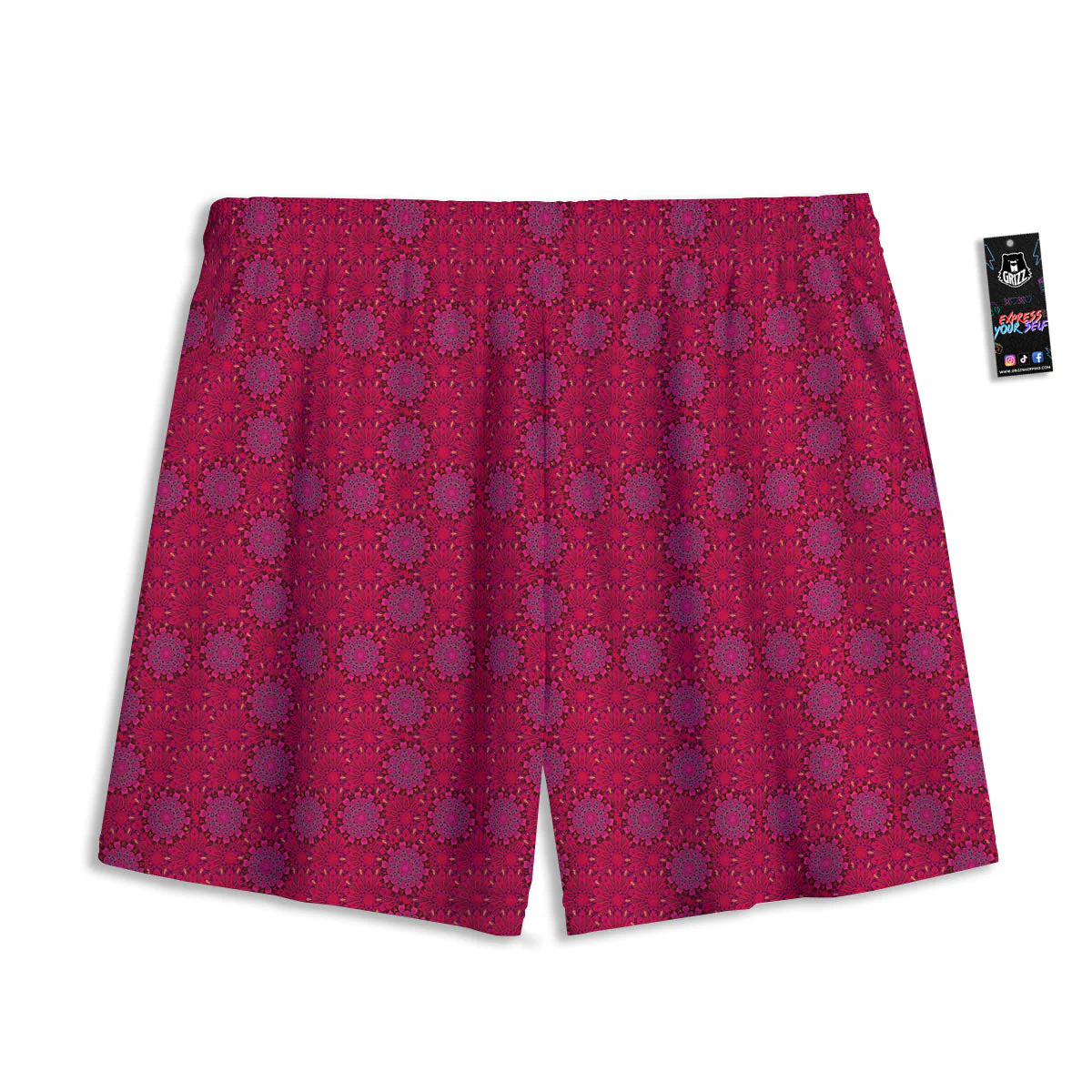 Mandala Bohemian Magenta Print Pattern Mesh Shorts - Image 2