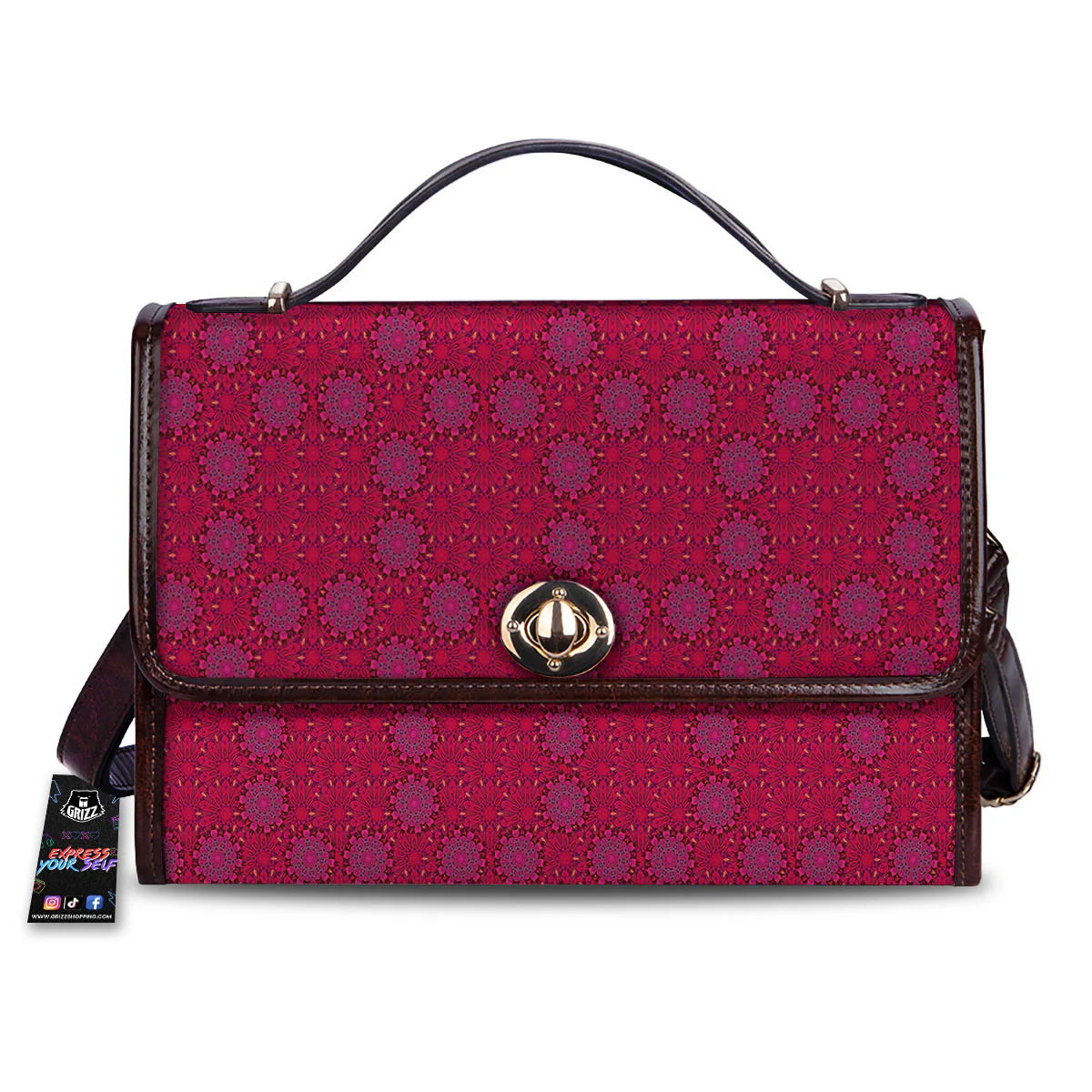 Mandala Bohemian Magenta Print Pattern Women's Satchel Bag