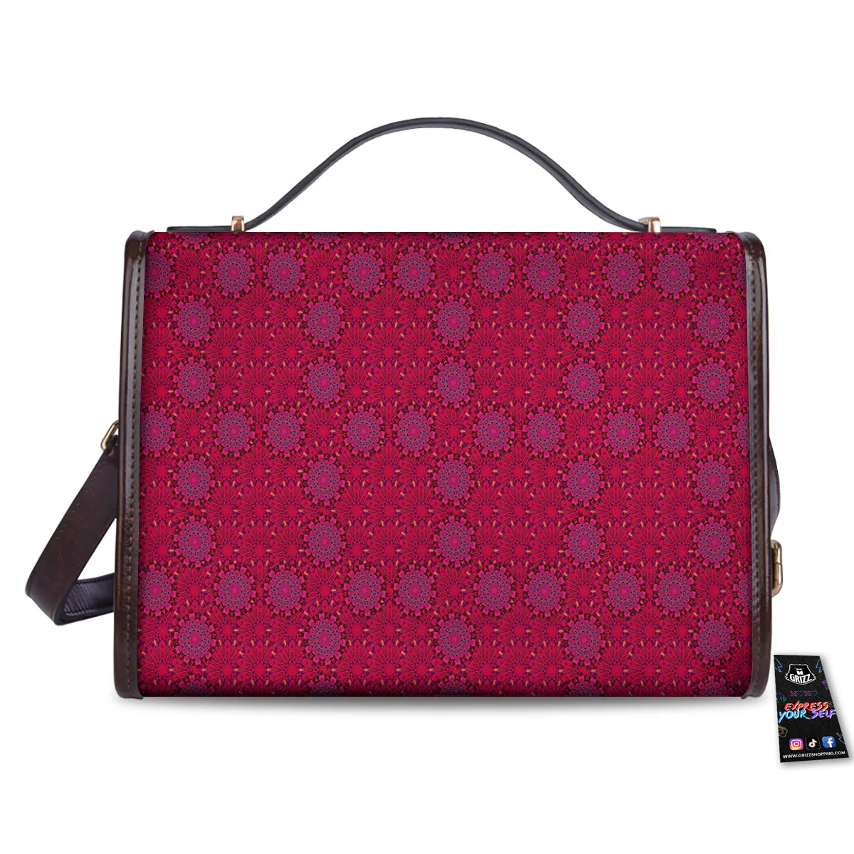 Mandala Bohemian Magenta Print Pattern Women's Satchel Bag - Image 2
