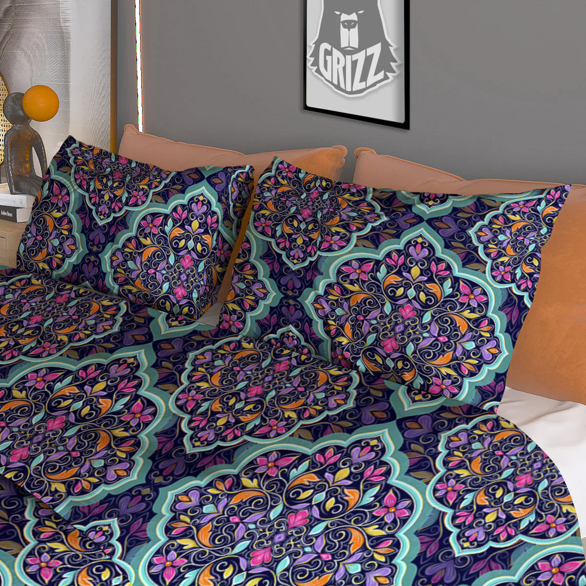 Mandala Bohemian Purple Print Pattern Duvet Cover Bedding Set - Image 3
