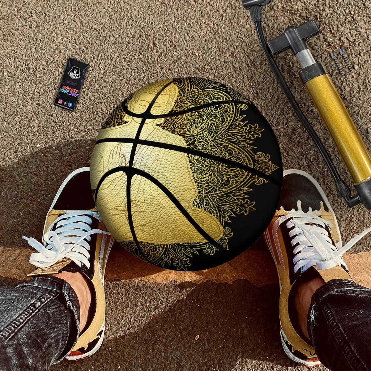 Mandala Buddha Statue Print Basketball - Image 3