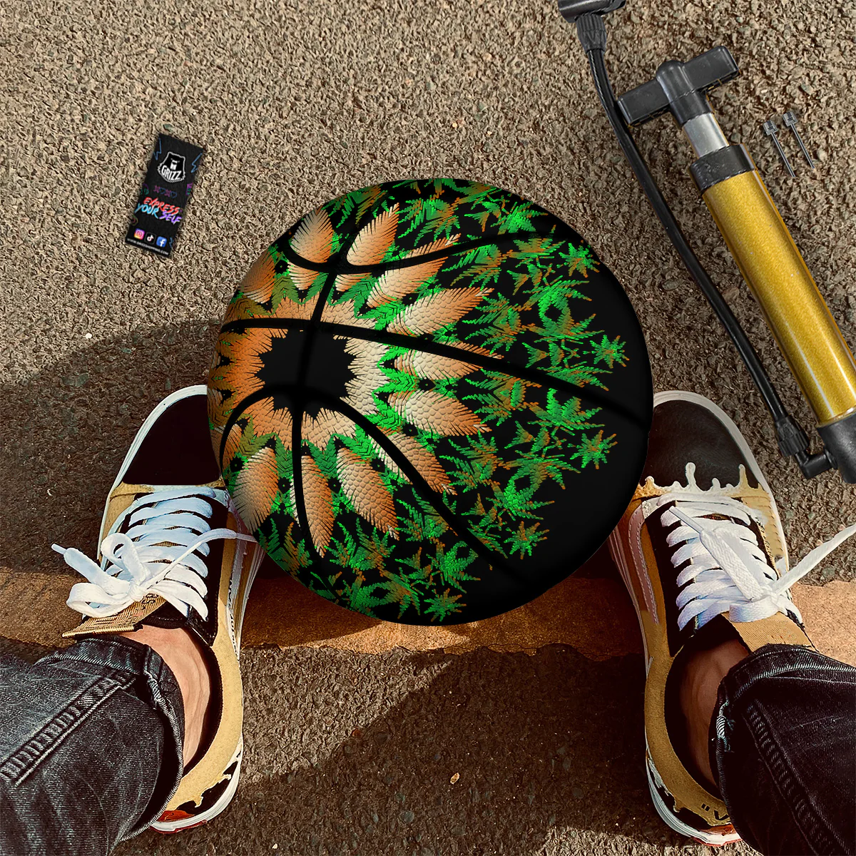 Mandala Cannabis Leaf Print Basketball - Image 3