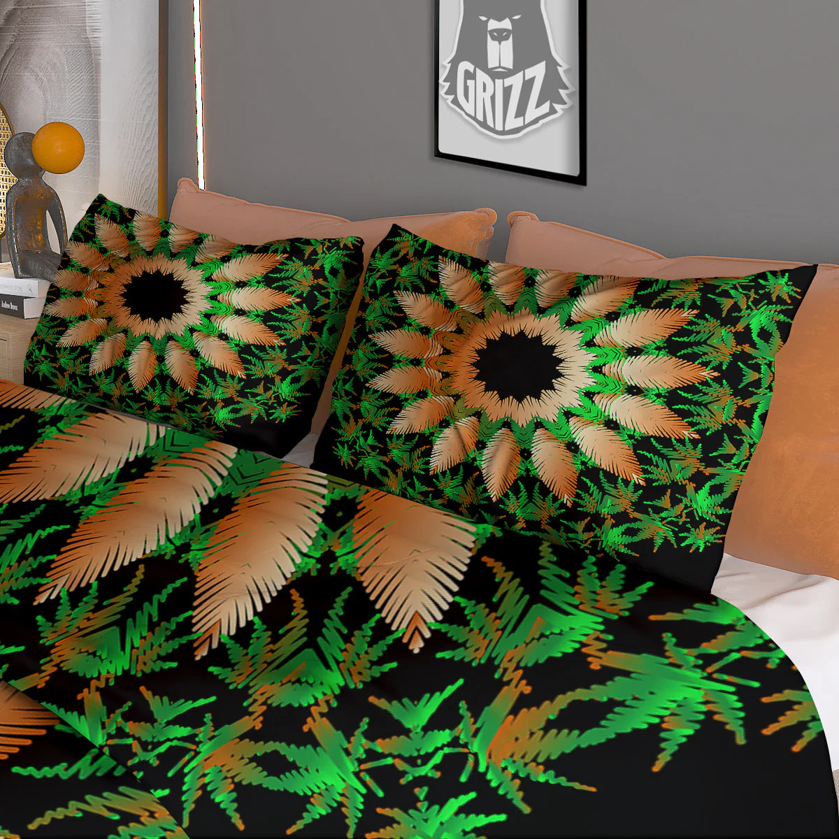 Mandala Cannabis Leaf Print Duvet Cover Bedding Set - Image 3