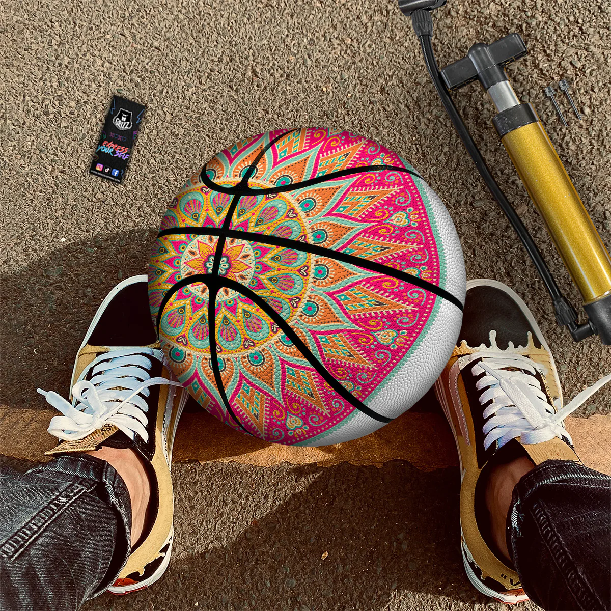 Mandala Circle Colorful Print Basketball - Image 2