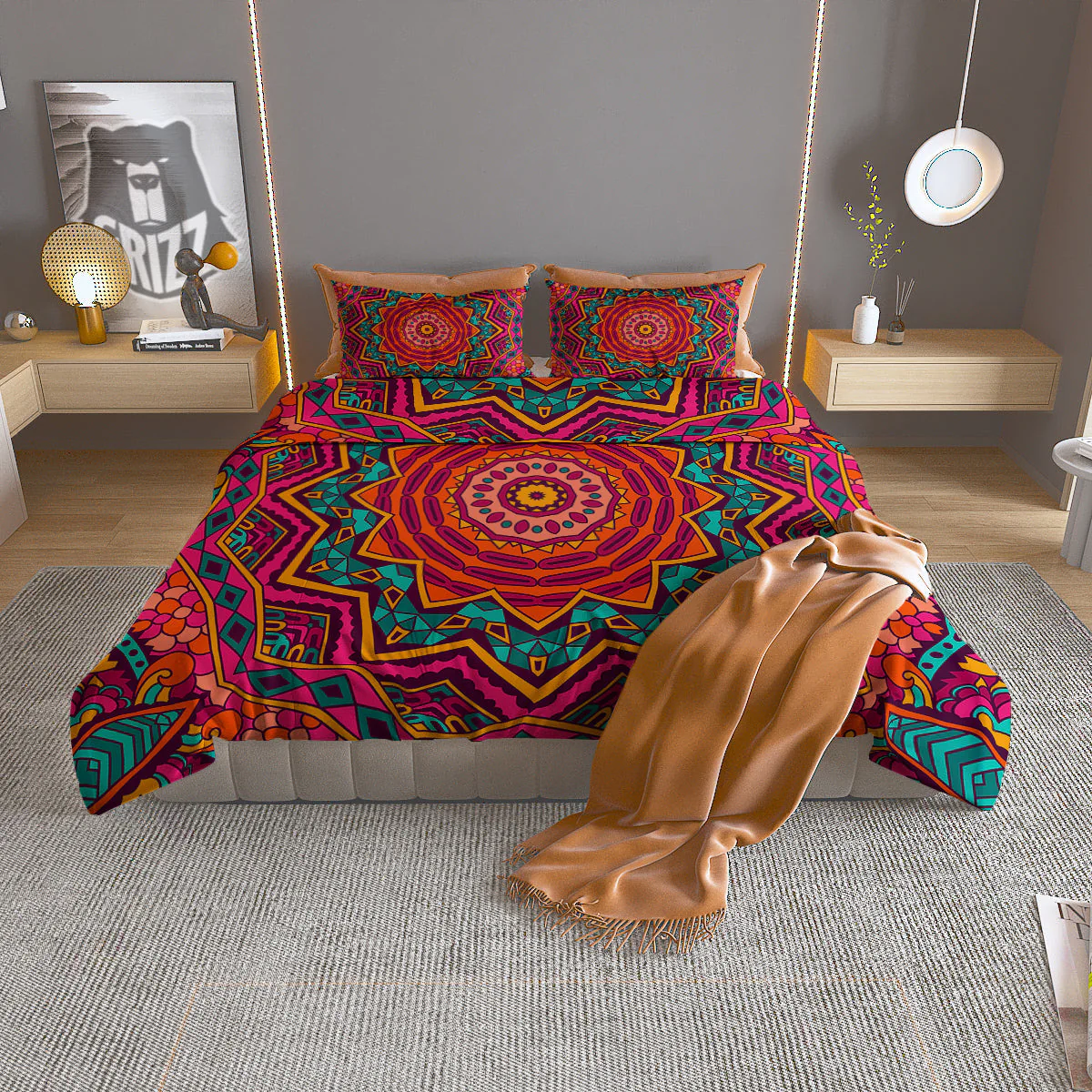Mandala Colorful Print Duvet Cover Bedding Set