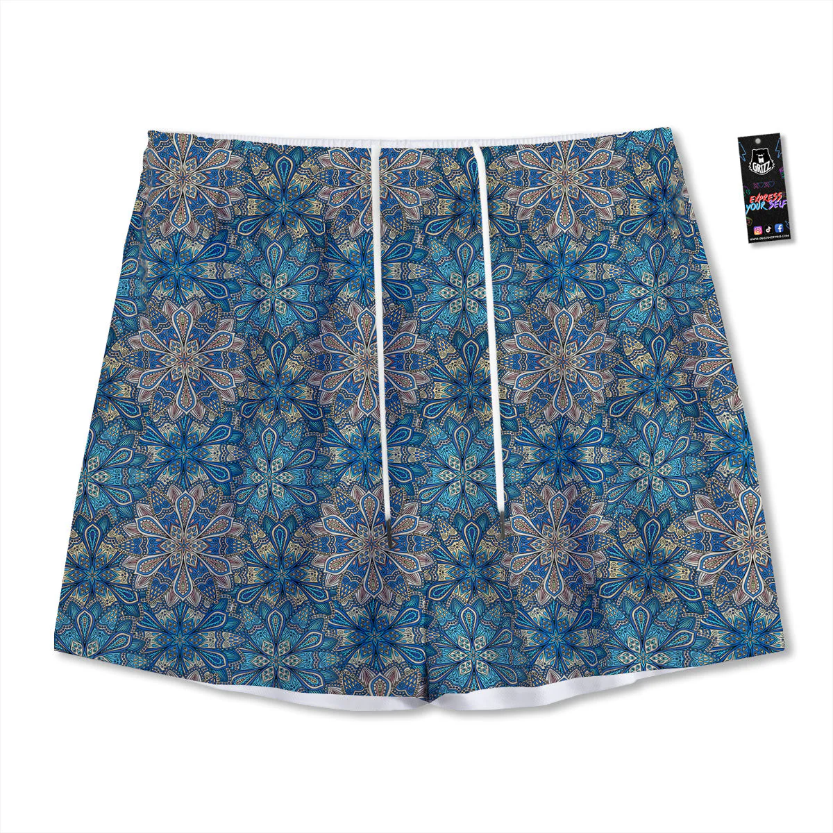 Mandala Floral Boho Chic Print Mesh Shorts
