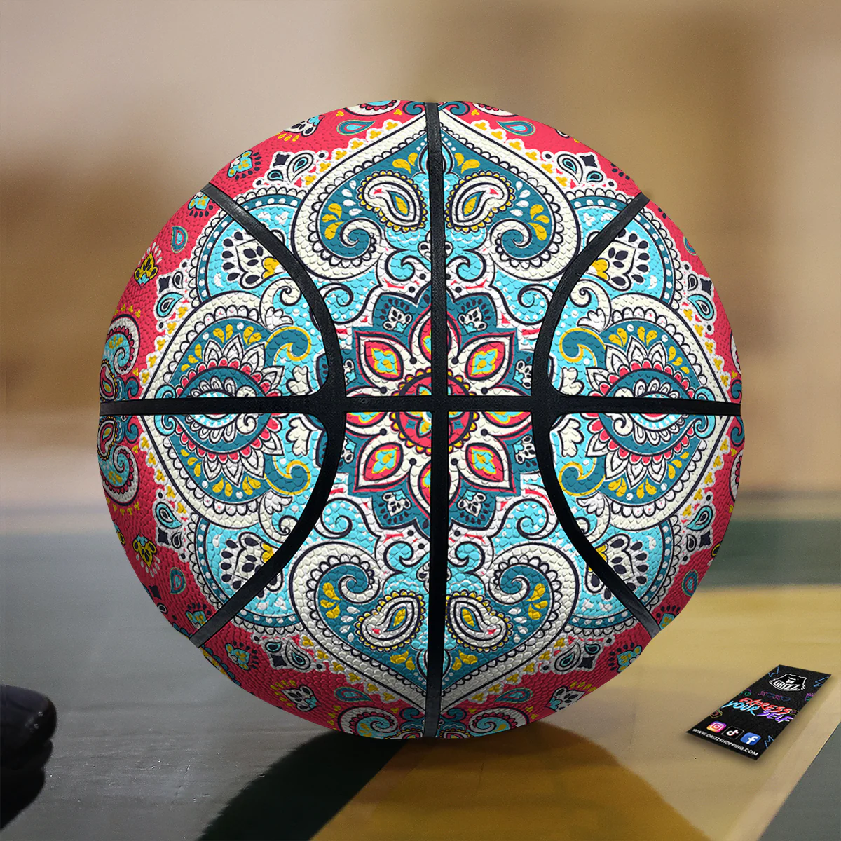 Mandala Floral Colorful Print Basketball