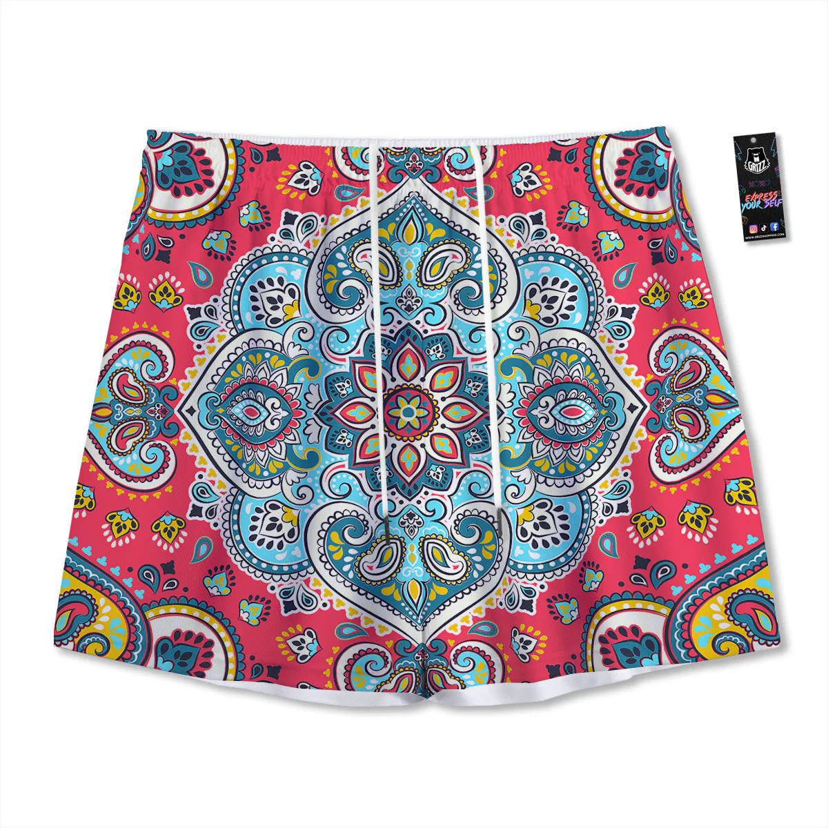 Mandala Floral Colorful Print Mesh Shorts