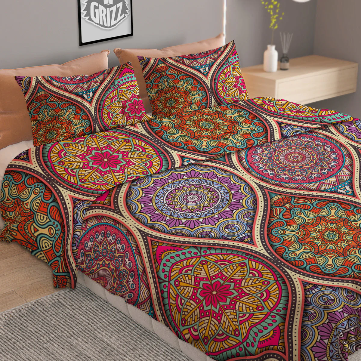 Mandala Indian Vintage Print Pattern Duvet Cover Bedding Set - Image 2