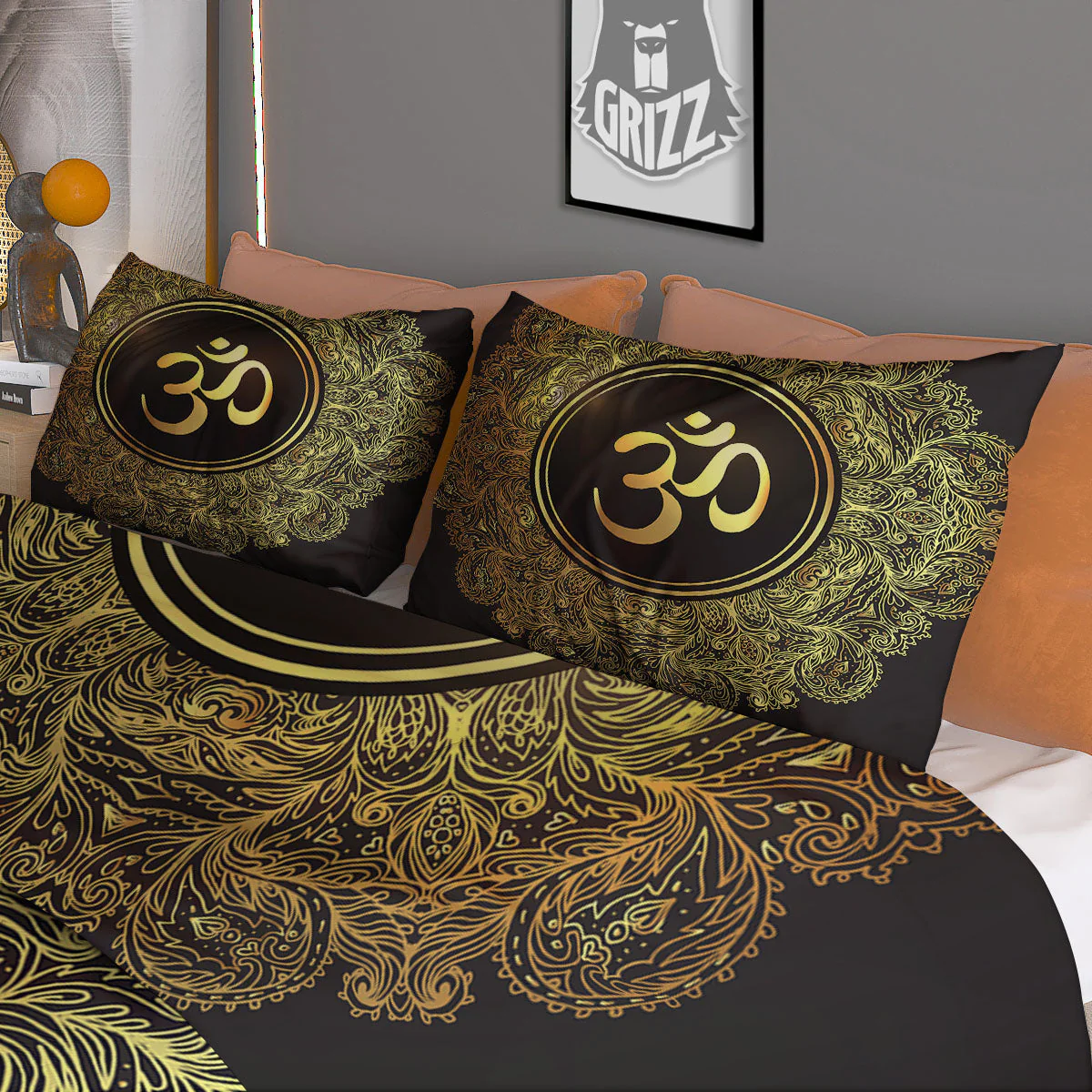 Mandala Om Gold Print Duvet Cover Bedding Set - Image 3