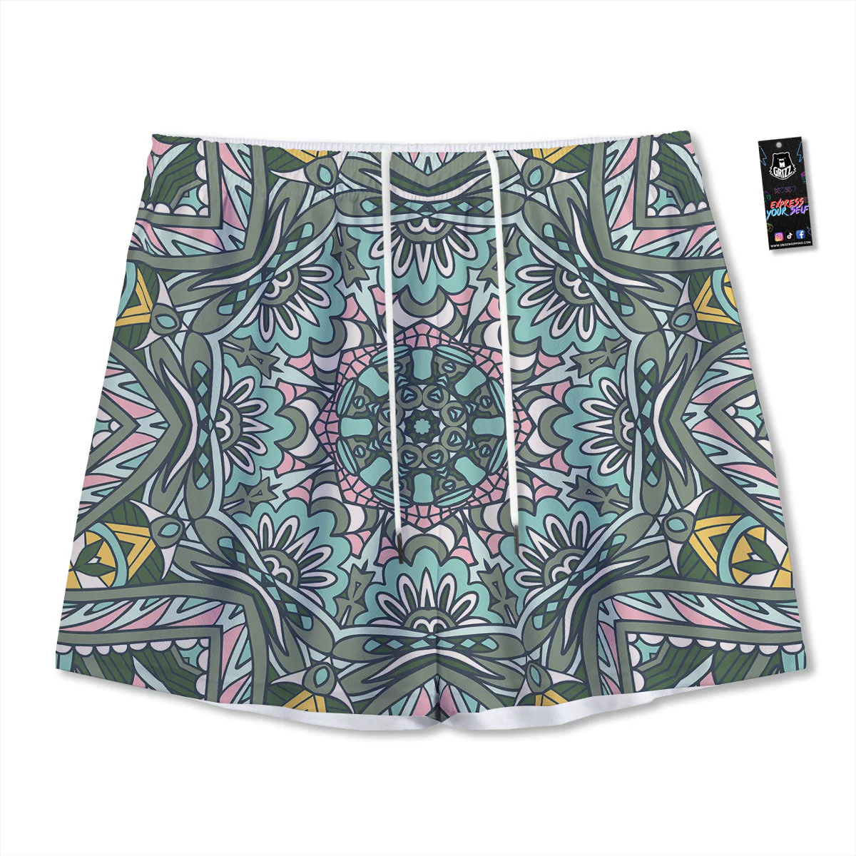 Mandala Ornament Pastel Print Mesh Shorts