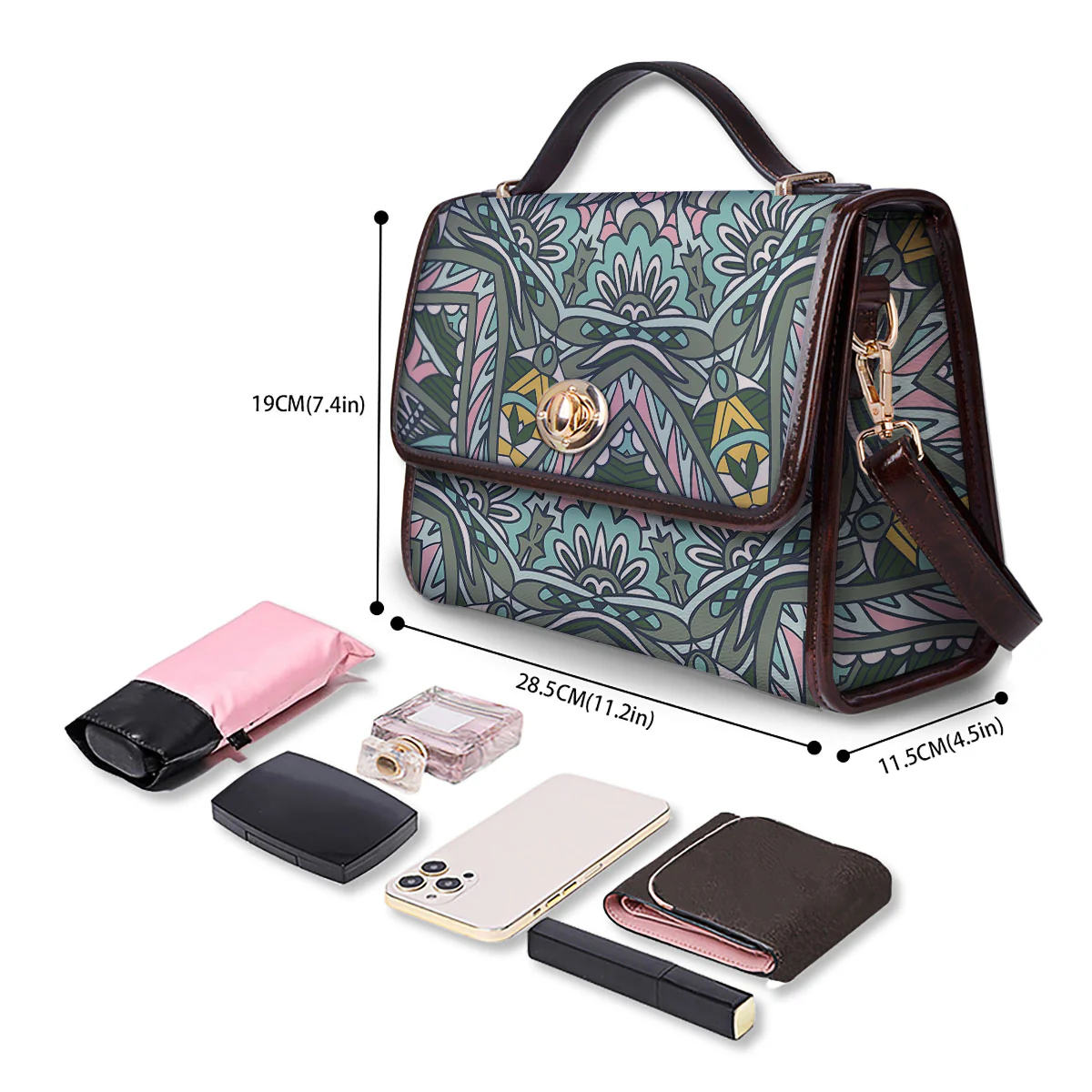 Mandala Ornament Pastel Print Women's Satchel Bag - Image 4