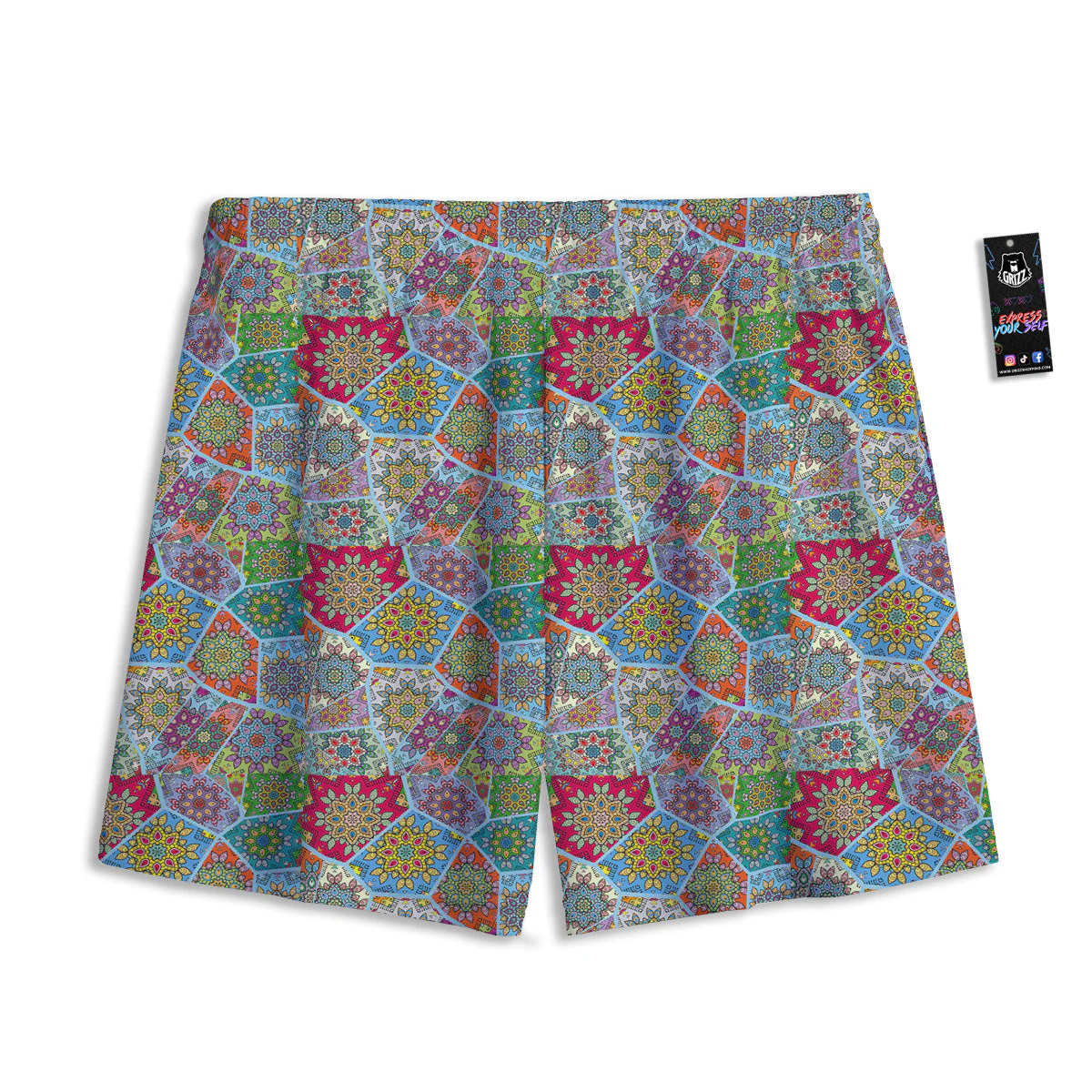 Mandala Patchwork Bohemian Indian Print Mesh Shorts - Image 2