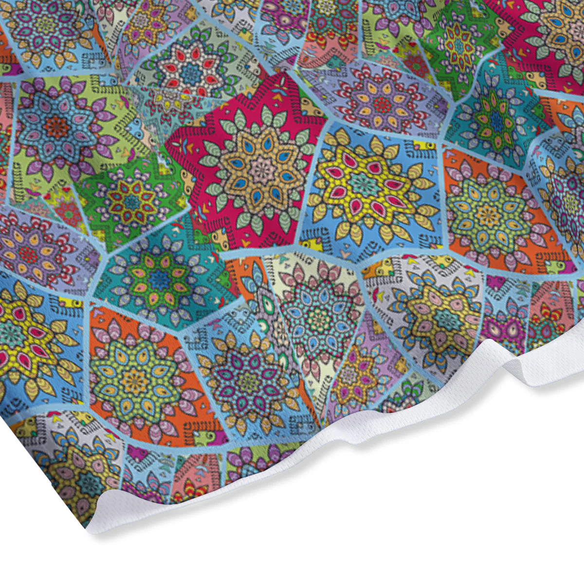 Mandala Patchwork Bohemian Indian Print Mesh Shorts - Image 4